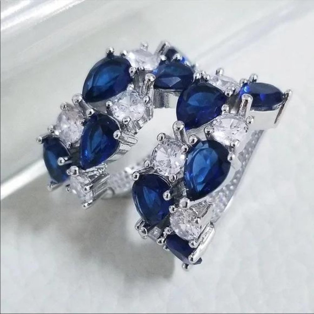 NEW 925 STERLING SILVER DIAMOND EARRINGS - Picture 2 of 3